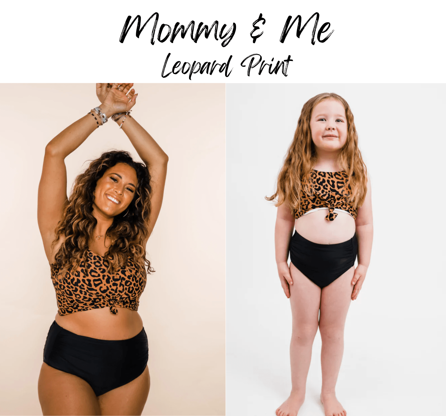 leopard print mom and child swimsuits matching
