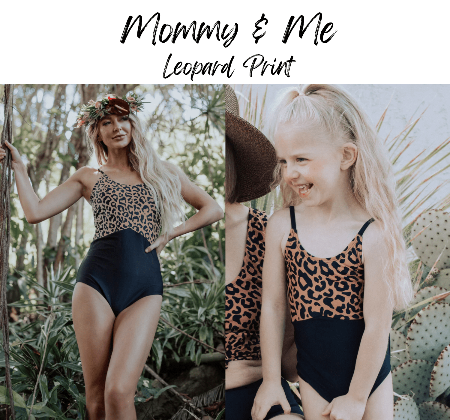 leopard print one piece mother daughter matching swim
