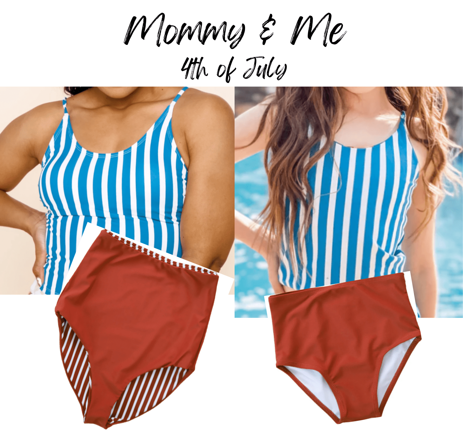 mommy and me 4th of july swimsuit matching red blue stripes