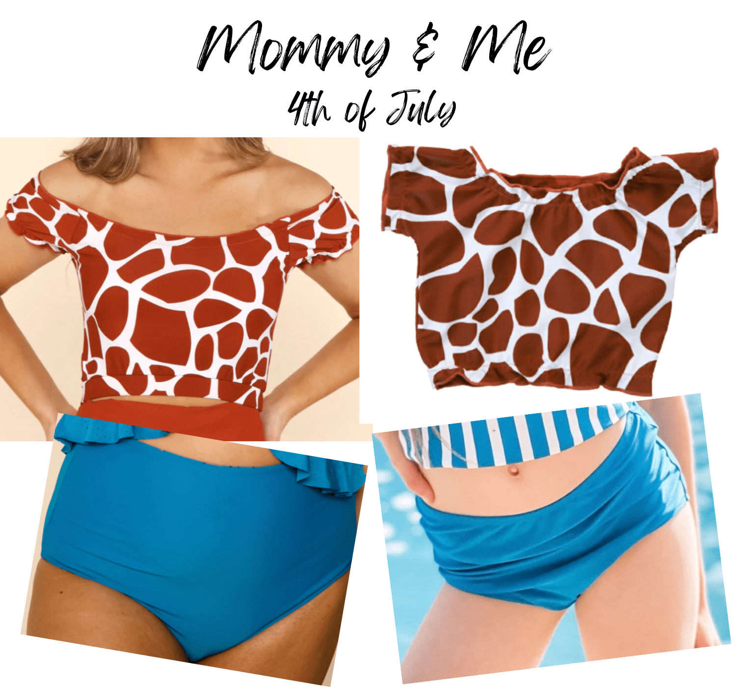 mommy and me fourth of july mix match swimsuit animal print red white blue