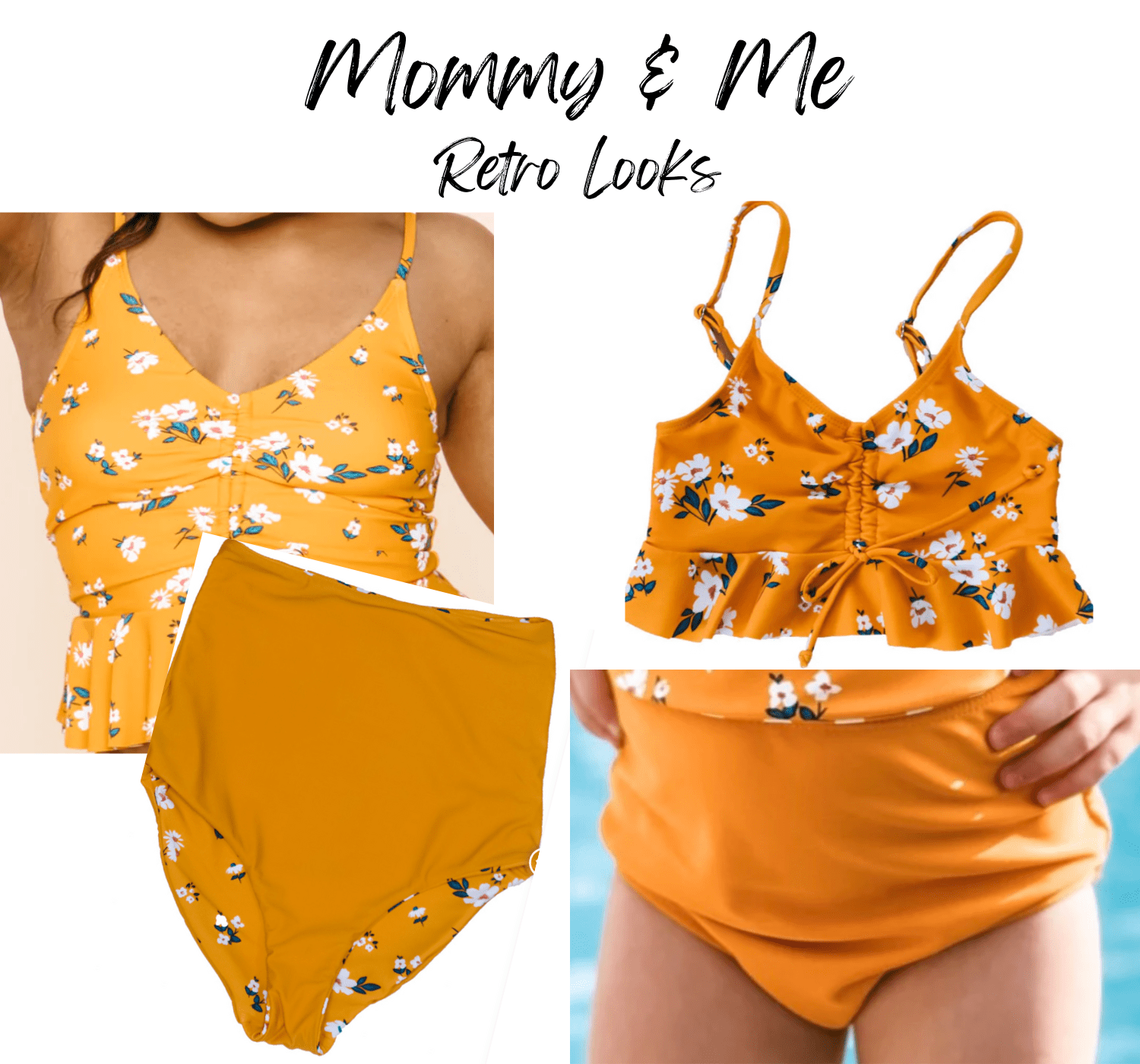 retro mango floral matching bikinis mommy and me