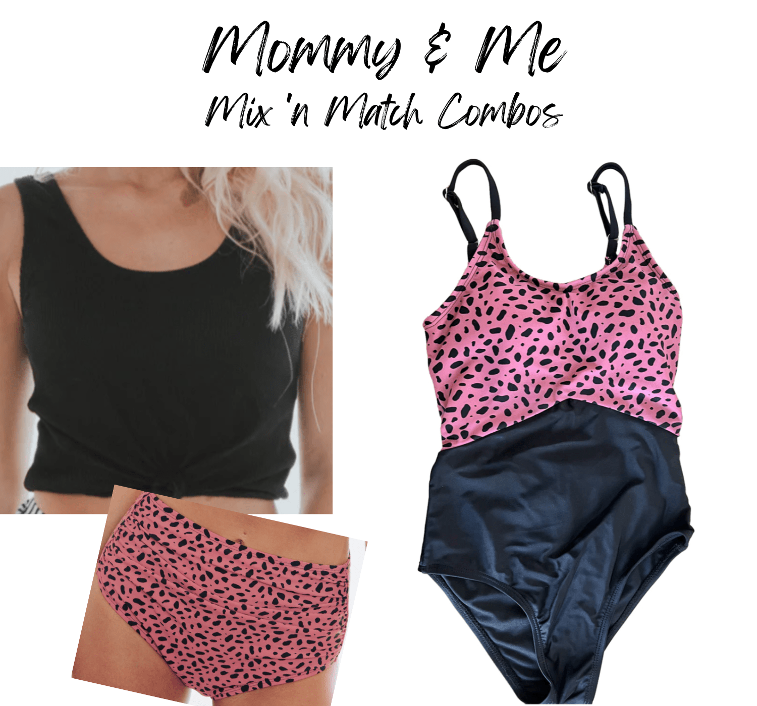 pink animal print mommy kid matching swimsuits