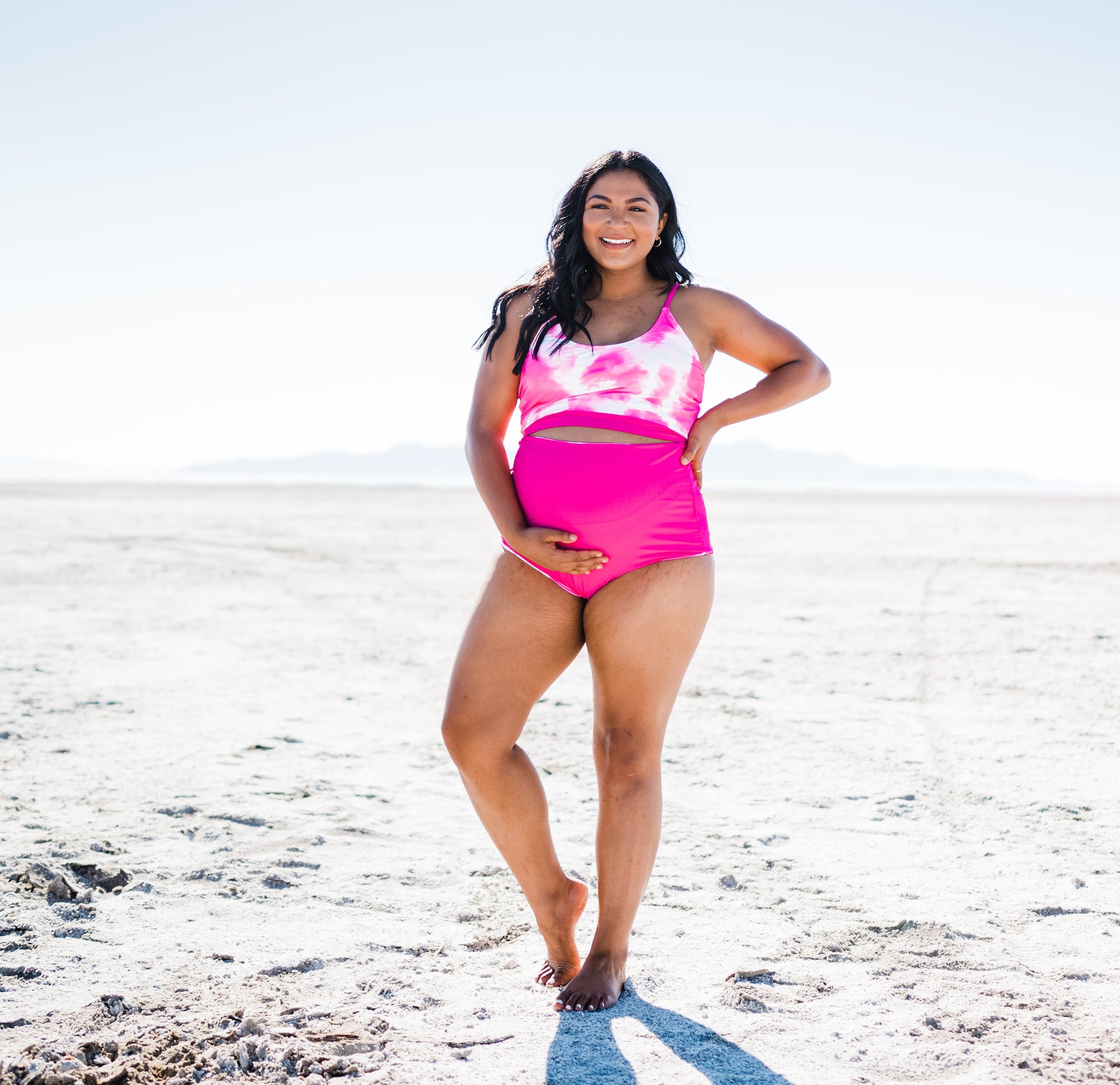 modest-maternity-swimsuit-neon-pink-tie-dye