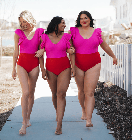 pink-red-one-piece-sleeved-swimsuit-womens
