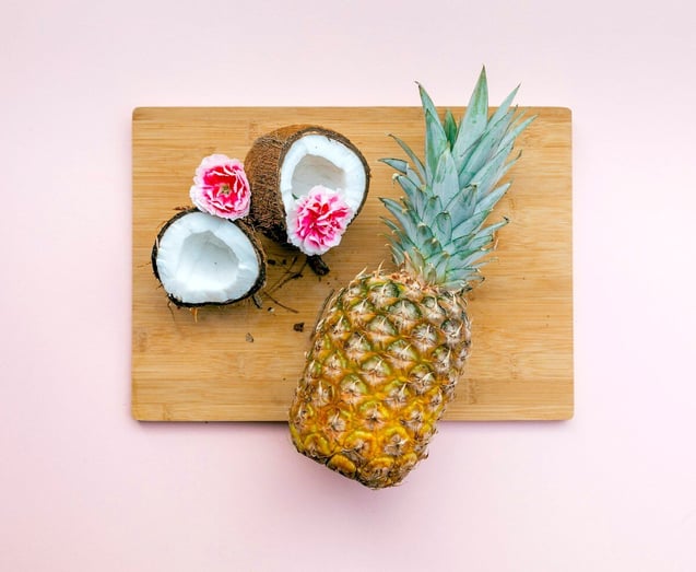 pineapple-coconut-with-flowers